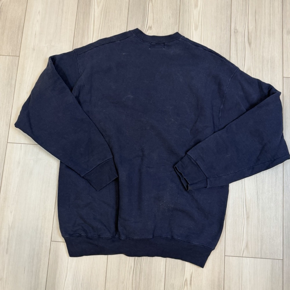 Vintage Nike Mens XXL Big Swoosh Embroidered Spell Out Pullover Sweatshirt Navy - Picture 9 of 10